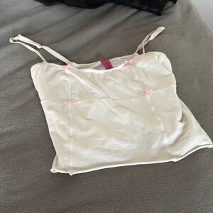 White Camisole with Pink Accents
